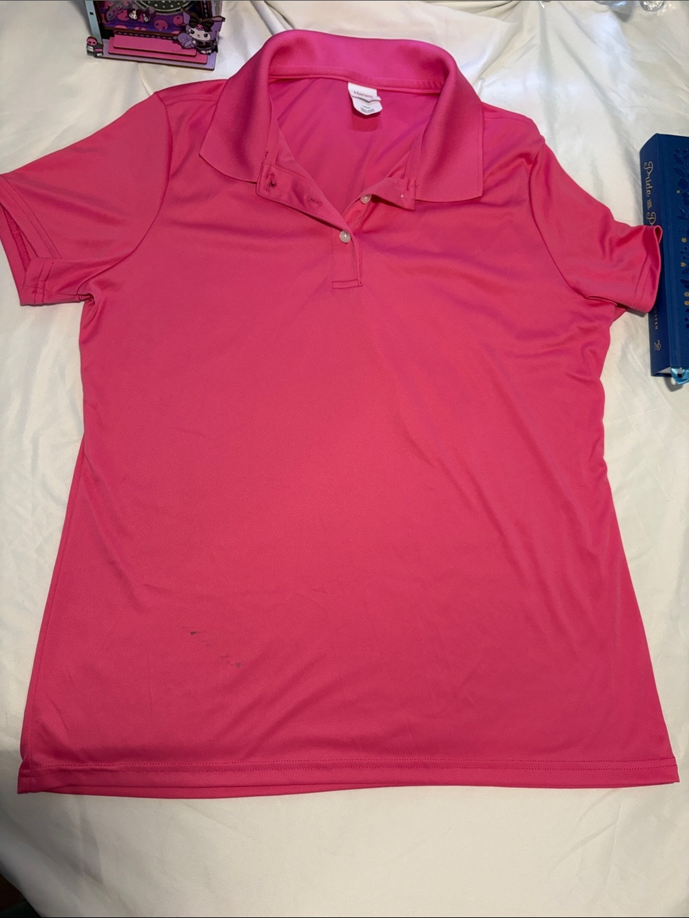 Hanes Women's Hot Pink Short-Sleeve Polo